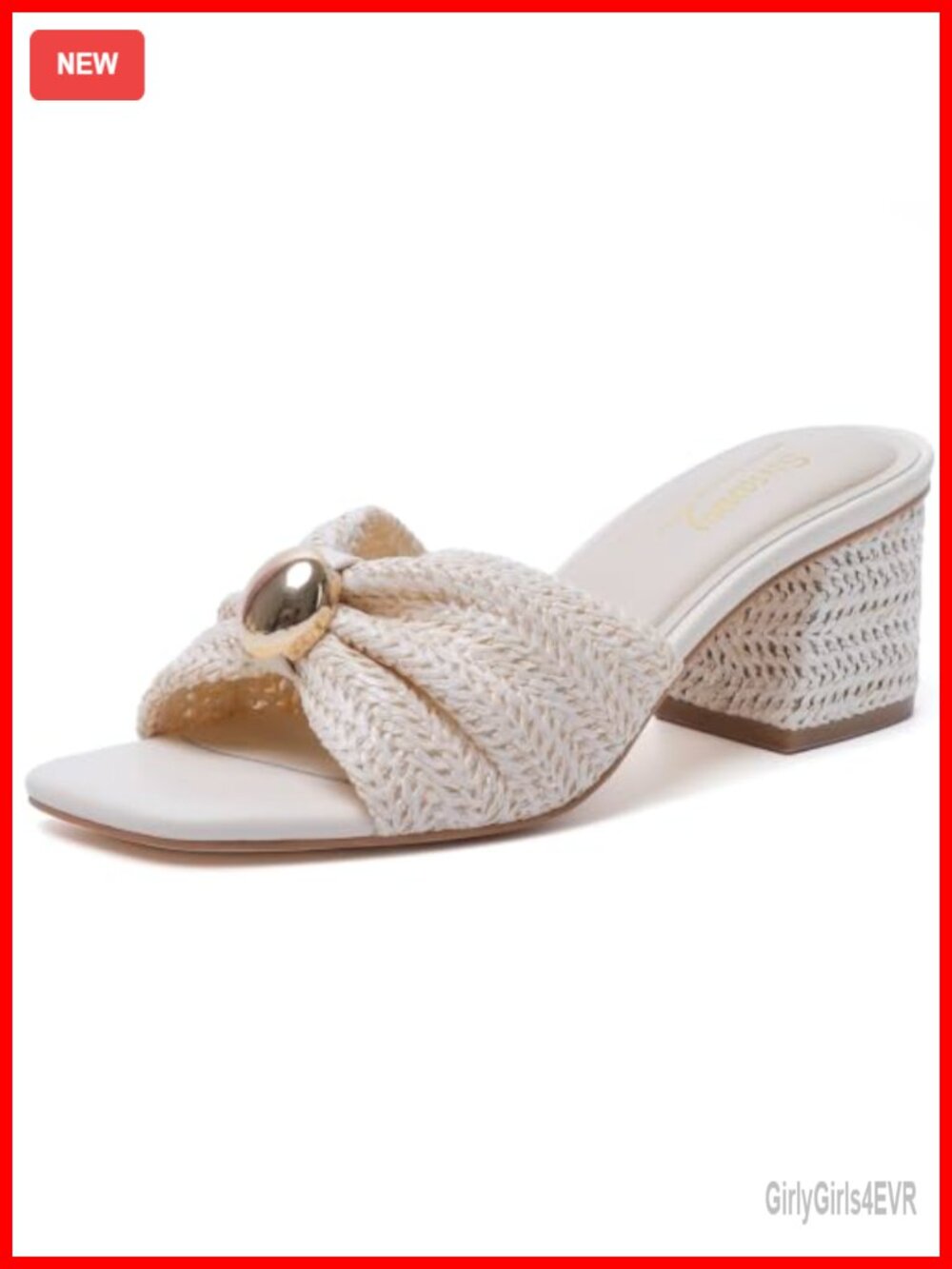 Women's Mule Heels Chunky Block Kitten Heel Square Open Toe Slip On Sandals